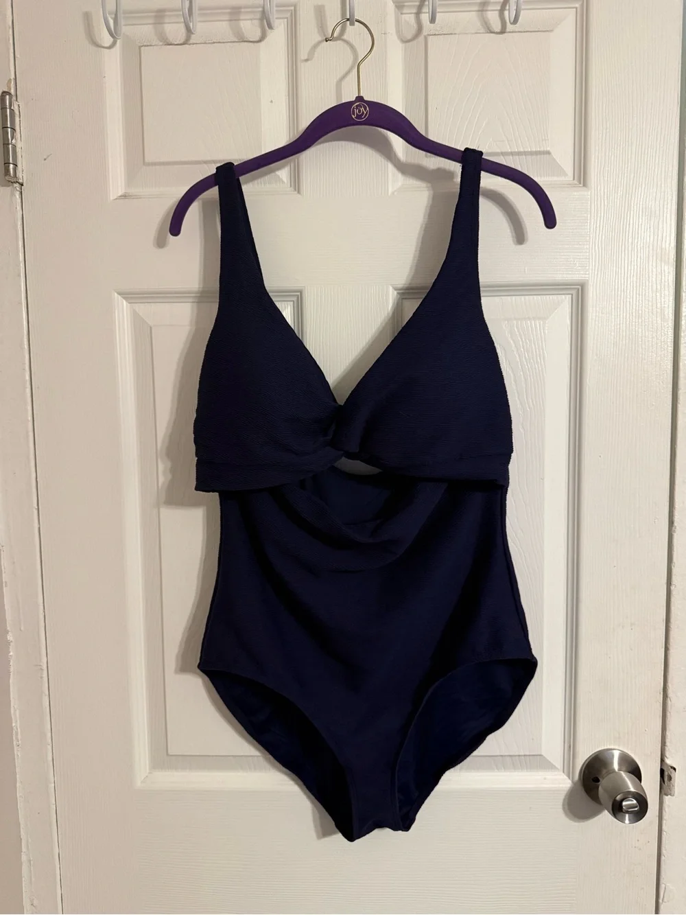 Anne Cole Navy Blue Twist-Front One-Piece Swimsuit - Picture 1 of 4